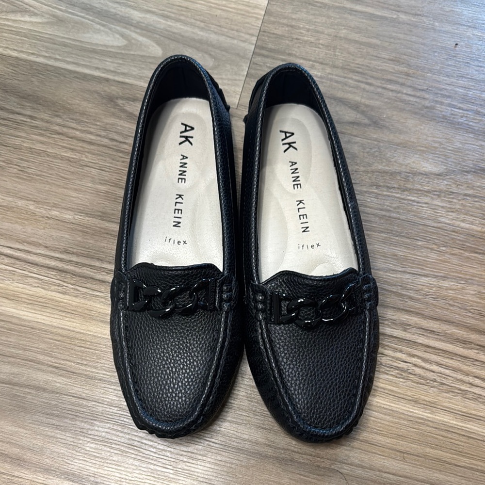 Anne Klein Black Loafers with Braided Detail